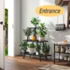 Bamboo Plant Stand Indoor/Outdoor,  Rectangular, 8 Potted Flower Holder Ladder Plant Rack  wall shelf  shelves 6