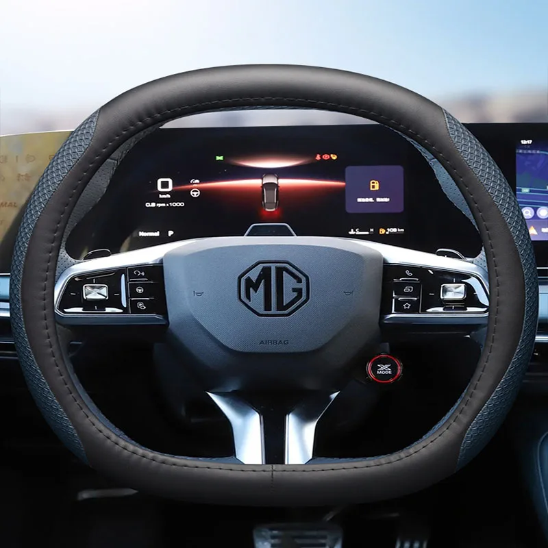 범용 스포츠 스타일 미끄럼 방지 가죽 자동차 핸들 커버, MG 7 Scorpio One Mulan 4 EV 2023 2024