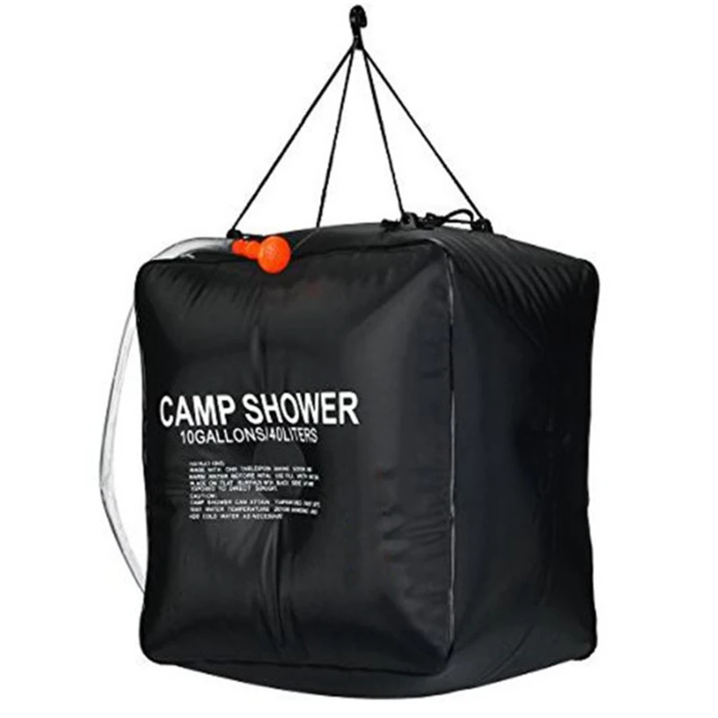 

Уличная душевая емкость, Портативная сумка для душа на солнечной батарее для кемпинга, 10 галлонов, для пешего туризма, скалолазания, для летнего душа, для хранения воды
