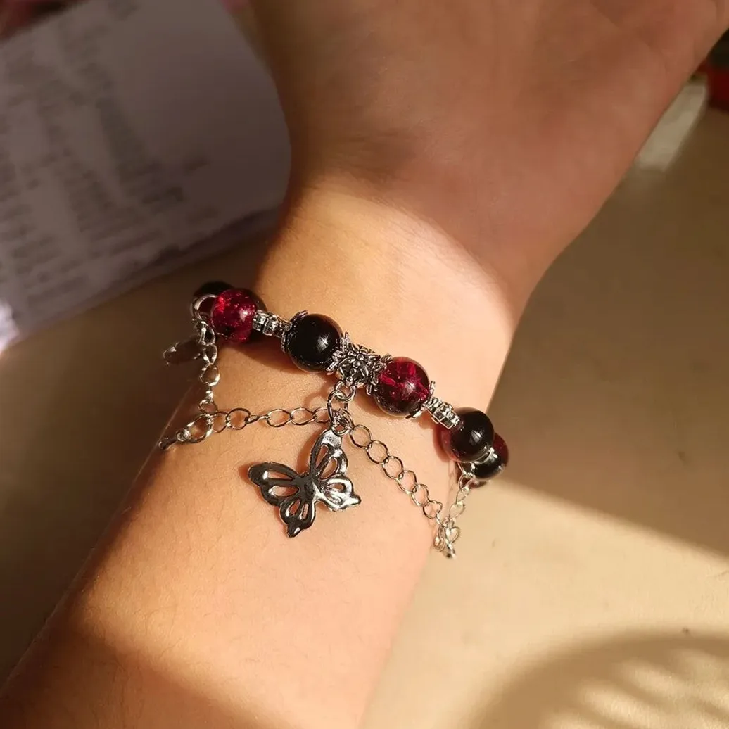 Tian Guan Ci Fu Bracelet Cosplay Hua Cheng Xie Lian Couple Heaven Official's Blessing Butterfly Pendant Beaded Bangles Jewelry