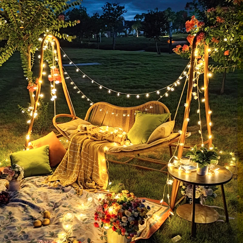 

Double Patio Hanging Chair Lounge Balcony Room Garden Hanging Chair Swing Outdoor Sillas Para Jardin Christmas Decorations