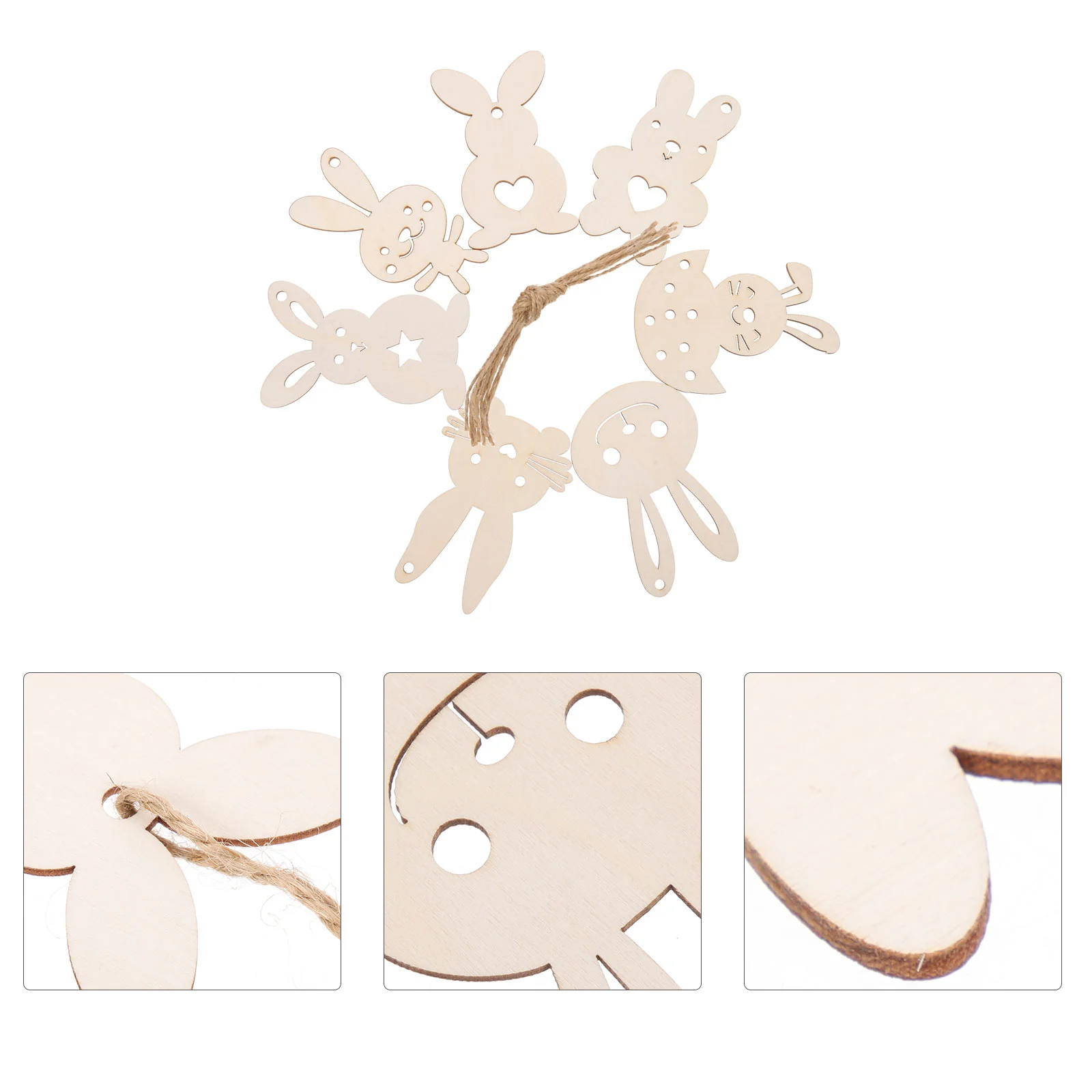 

28 Pcs Decorate Rabbit Wood Chip Hanging Ornament Child Wooden Easter Bunny Decorations