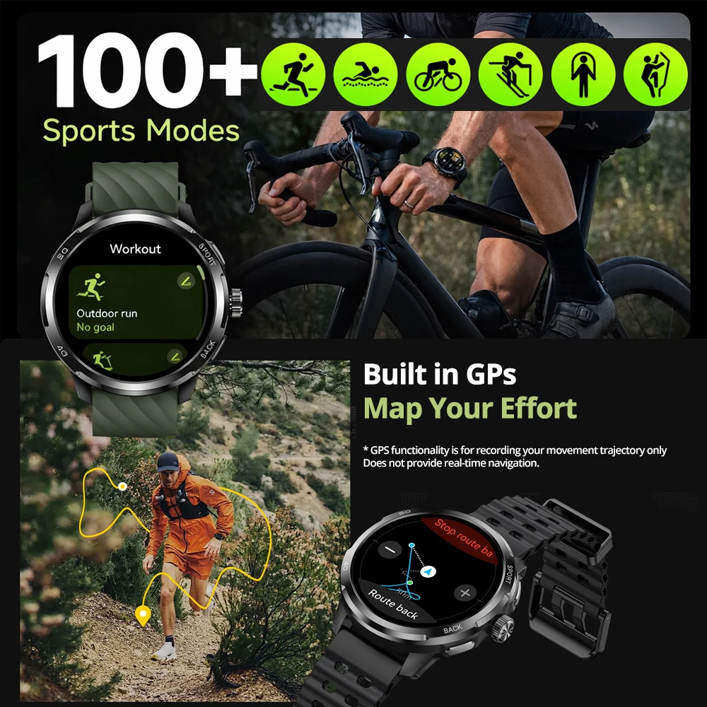 Ulefone Armor Watch Pro Smartwatch Display AMOLED da 1,5", GPS integrato, cardiofrequenzimetro, smartwatch sportivo per uomo e donna - immagine 3