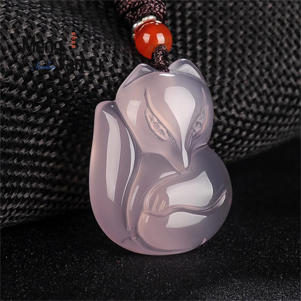 Natürliche Mode Concise Smaragd Chalcedon Jade Fuchs Anhänger Amulette Maskottchen Paar Hochzeit Souvenir Frauen Halskette Luxus Geschenke