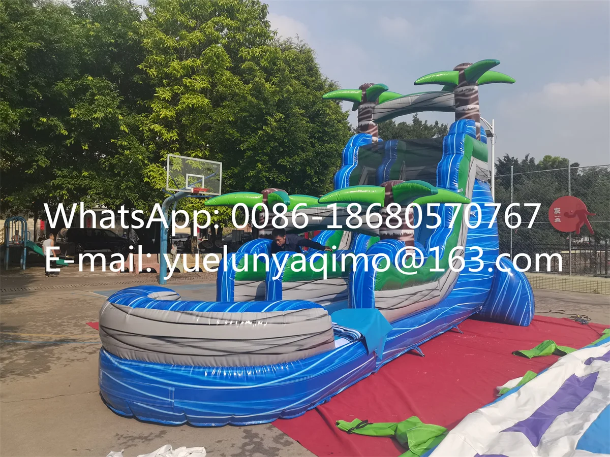 

Manufacturers sell outdoor large palm tree inflatable pool slide castle trampoline combination YLY-138