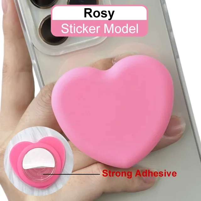 Uchwyt silikonowy w kształcie serca GripTok do telefonu komórkowego, rozkładany stojak, uchwyt na palec do iPhone'a i Samsunga