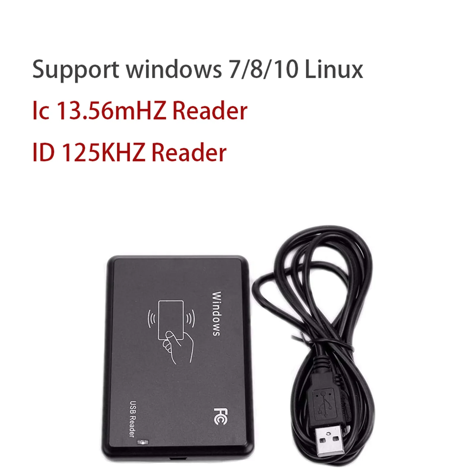 125kHz 13.56MHz 스마트 RFID 카드 발급기 USB 드라이버리스 비접촉식 ID 카드 판독기 (부동산/사무실/매장용)