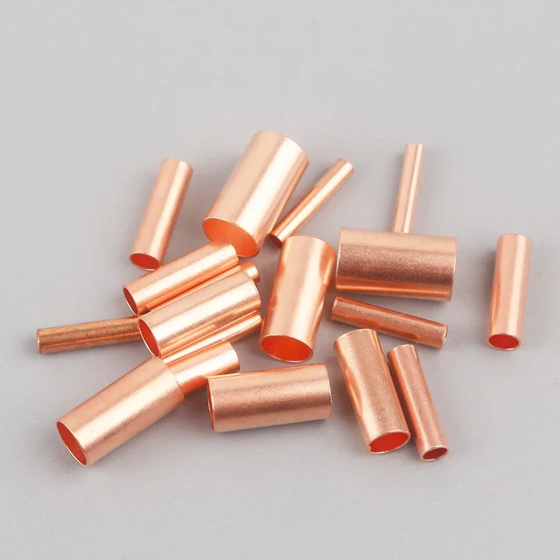 100Pcs Copper Tube Crimping Terminal GT-1.5/2/2.5/3/4/5/6/8mm Cable Connector Cold Pressed terminal connector wire connectors soldering terminal copper wire lugs