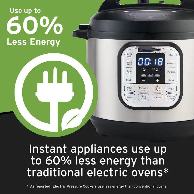 8 Quart 7-in-1 Electric Pressure Cooker, Includes Free App with over 1900 Recipes, Stainless Steel Electric Pressure