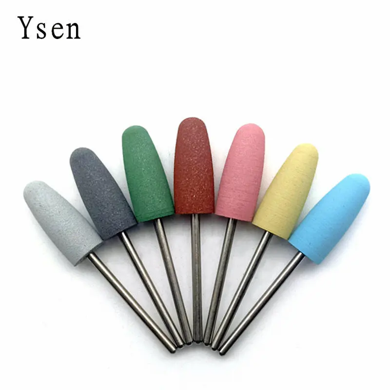 1Pcs Cuspidal Head 7 Colors Rubber&Silicon Carbide Nail Buffer Electric Manicure Machine Nail Drill Accessories Tools Nail Bit images - 6