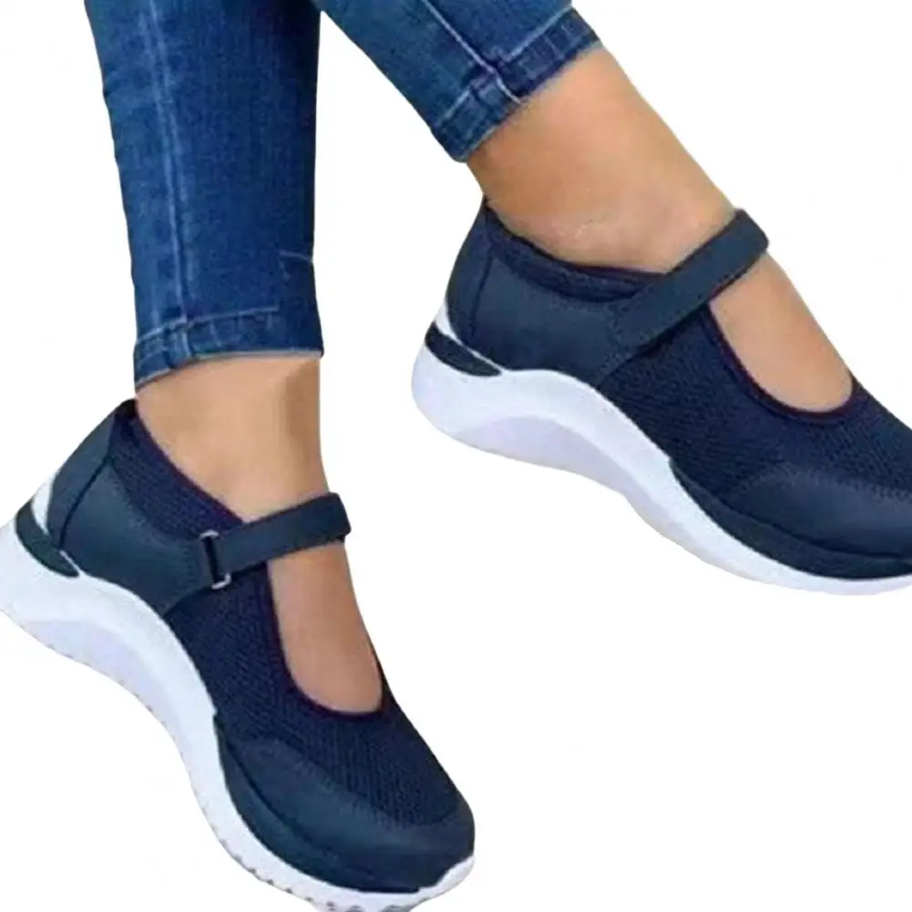 

Summer Casual Shoes Flat-bottom Non Slip Fastener Tape Thick Platform Plus Size Walking Breathable Mesh Wedge Sports Shoes
