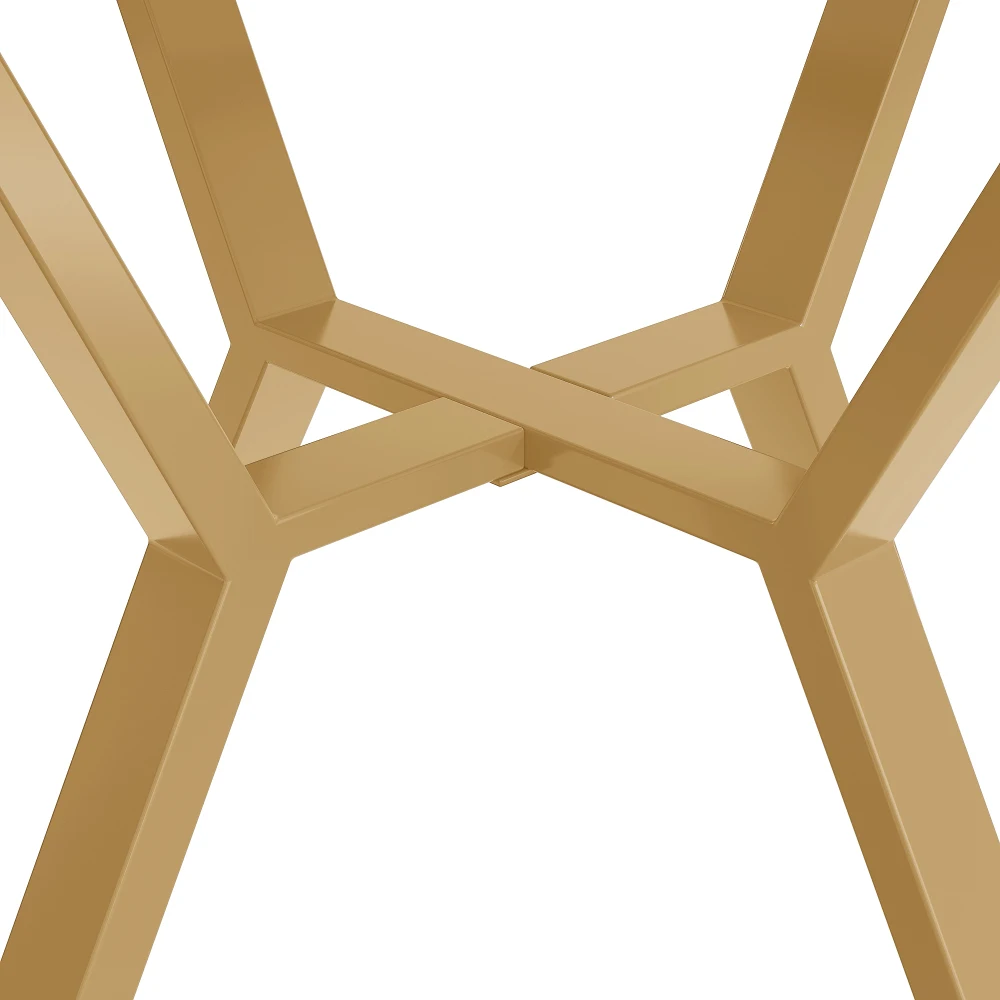 Moderner und einfacher runder Marmor-Esstisch (Durchmesser 1 m), X-förmiger Couchtisch mit Metallhalter, stabil und langlebig – Detail 9