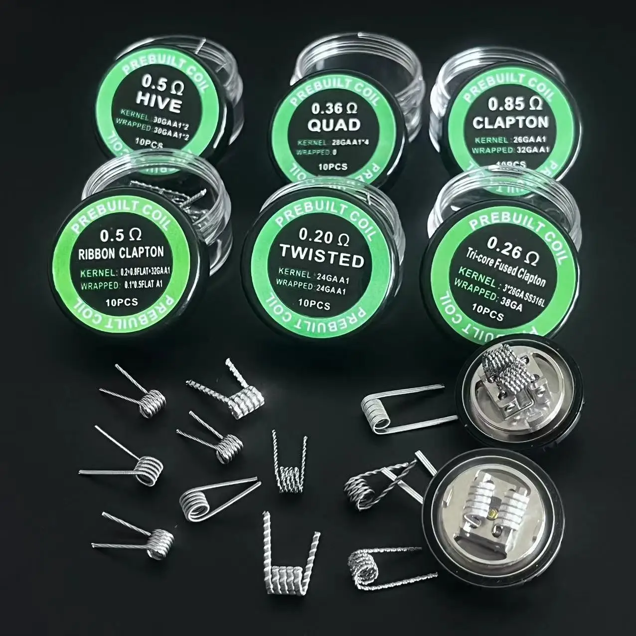 

50pcs/30pcs/20pcs/10pcs DL RDL Fused Clapton Coil A1/SS316L ID3.0 Prebuilt Coils Premade Twisted Resistance Heating Wire Twisted