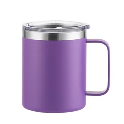 Insulated Stainless Steel Travel Mug with Handle and Leak - Proof Lid - 12oz - 360ml (Purple)