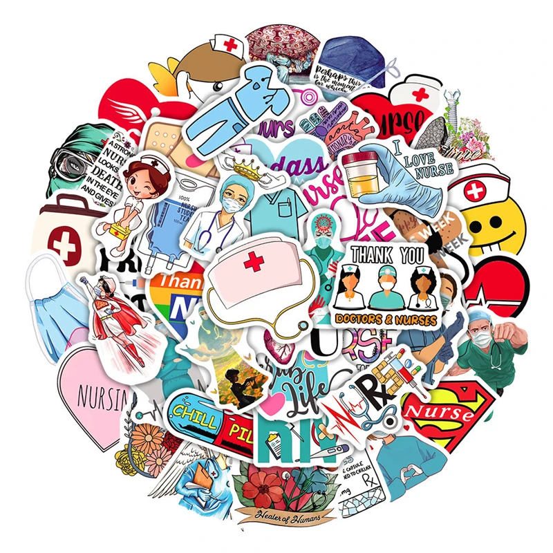 

Cartoon Anime Nurse's Day Stickers for Laptop Suitcase Album Stationery Waterproof Album Decals Toys Birthday Christmas Gifts