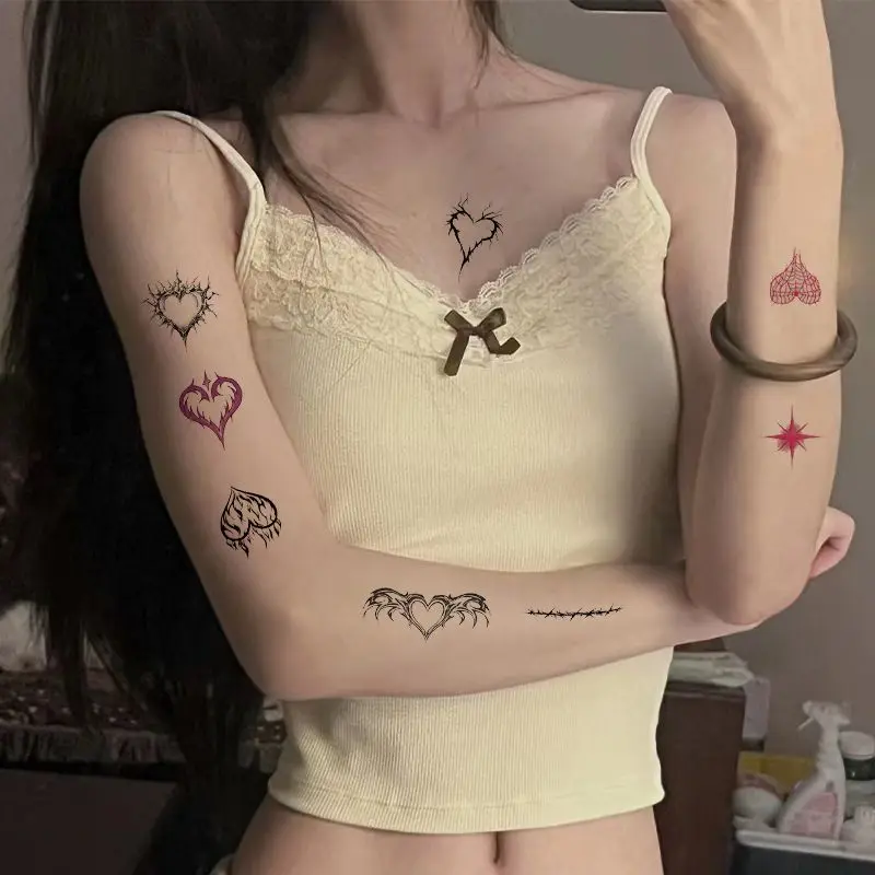 Waterproof Temporary Tattoo Stickers Pink Black Gothic