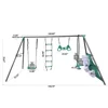 Blackish green interesting four function swingset with face to face metal plastic safe swing seat 550lbs for outdoor for age 3+ 2