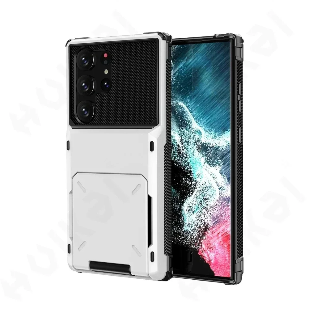 thumbnail image 1 of Card Holder Case For Samsung Galaxy S24 Ultra S23 S22 S21 Note 20 10 S10 Plus Heavy Duty Wallet Hidden Flip Slot Protective Cove, 1 of 5