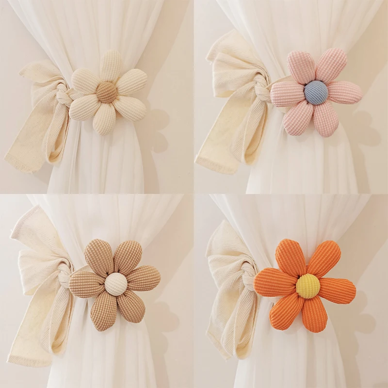 Cute Flower Curtain Tieback Window Curtain Buckle Clip Braided Strap for Creative Living Room Kids Room Hanging