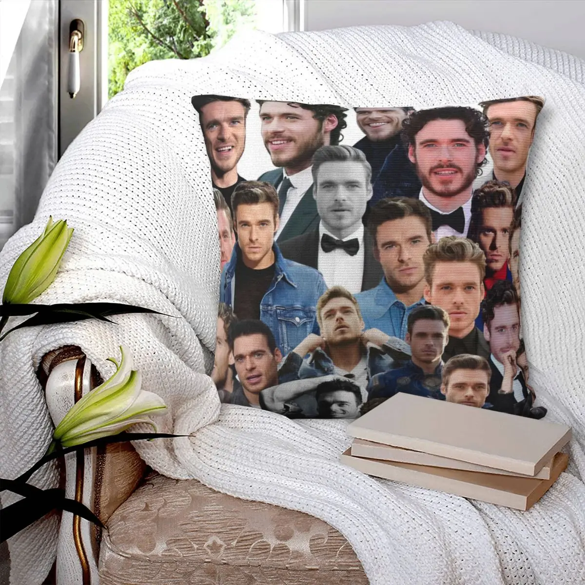 

Richard Madden Photo Collage Pillowcase Printed Cushion Cover Sofa Waist Pillow Pillow Cover