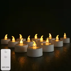 Remote - Controlled Flameless LED Tea Light Candles - Flickering Realistic Glow, Battery Operated (12/24 Pack) (12 Pcs)