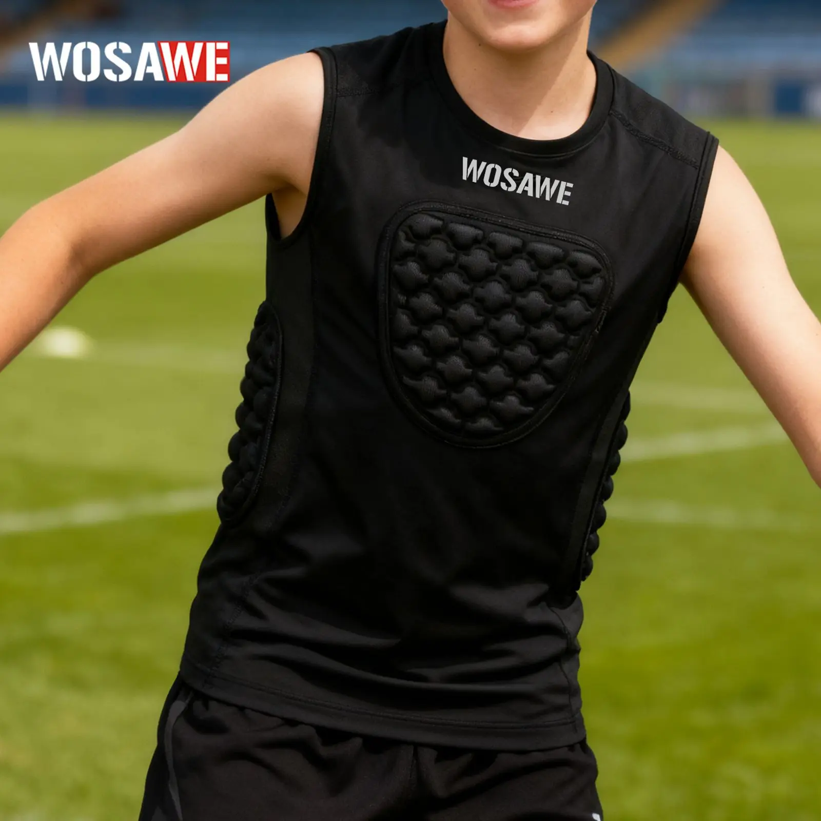 WOSAWE 어린이 스포츠 조끼 럭비 축구 스포츠 편안한 부드러운 패딩 야외 충격 흡수 스포츠 탑