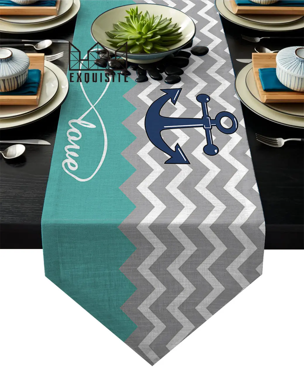 Ripple Anchor Love Infinity Green Wedding Party Table Runner Tavolino Decorazione Home Garden Tovaglia