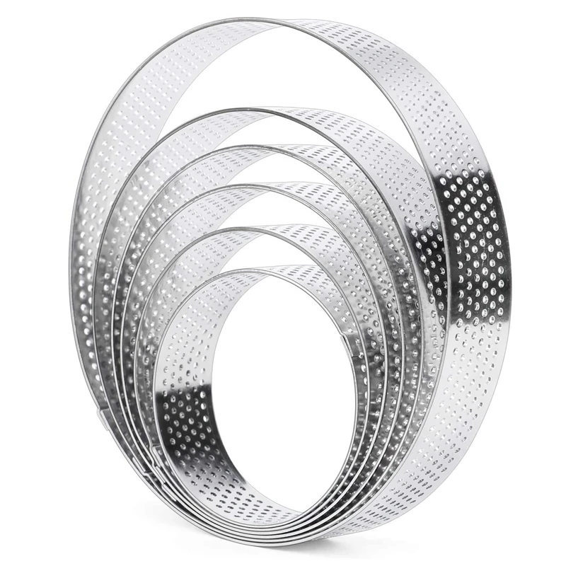 

6 разных размеров, кольцо для пирога, нижняя башня, форма для пирога, инструменты для выпечки, Термостойкое ПЕРФОРИРОВАННОЕ кольцо для пирога и Мусса