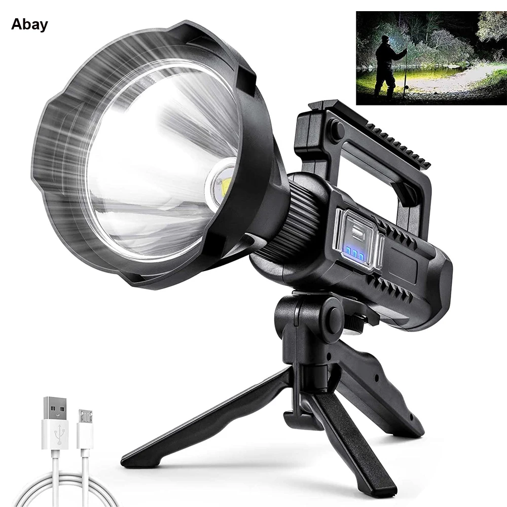 휴대용 충전식 led 손전등, 스포트라이트, 9000lm, 랜턴, 포터블 탐조등, 4 가지 모드, 캠핑 램프 ...