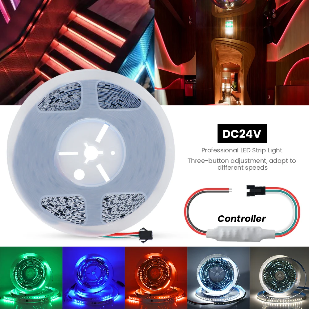 

Follow Spot LED Strip 24V SMD 2835 120leds/m IP21 Flexible Ribbon Rope LED Tape for Home Decoration 10M/Roll