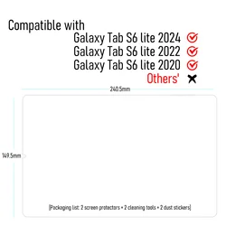 Premium Tempered Glass Screen Protector for 10.4 - Inch Tablets - Scratch Resistant, 2 - Pack (2P - Tab S6 lite)