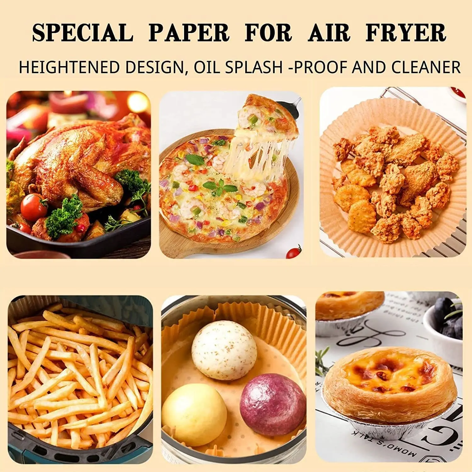 50/100Pcs Air fryer Baking Paper for Barbecue Plate Round Oven Pan Pad 16/20cm AirFryer Oil-Proof Disposable Paper Liner