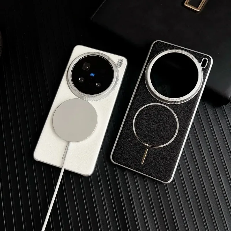 Luxury PU Leather Magnetic Wireless Charging Protective Back Cover