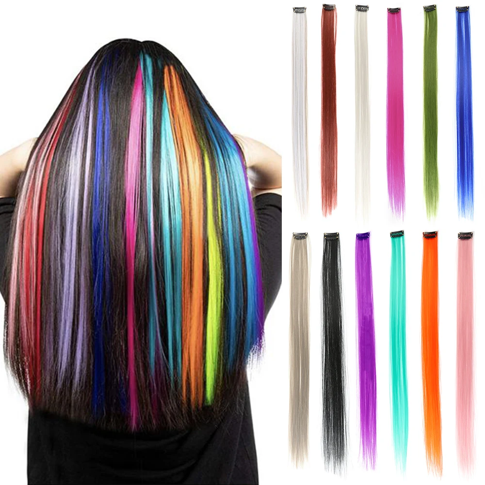 HAIRSTAR syntetyczne doczepy do włosów z klipsami żaroodporne proste włosy kolorowe przedłużanie włosów klip kobiet