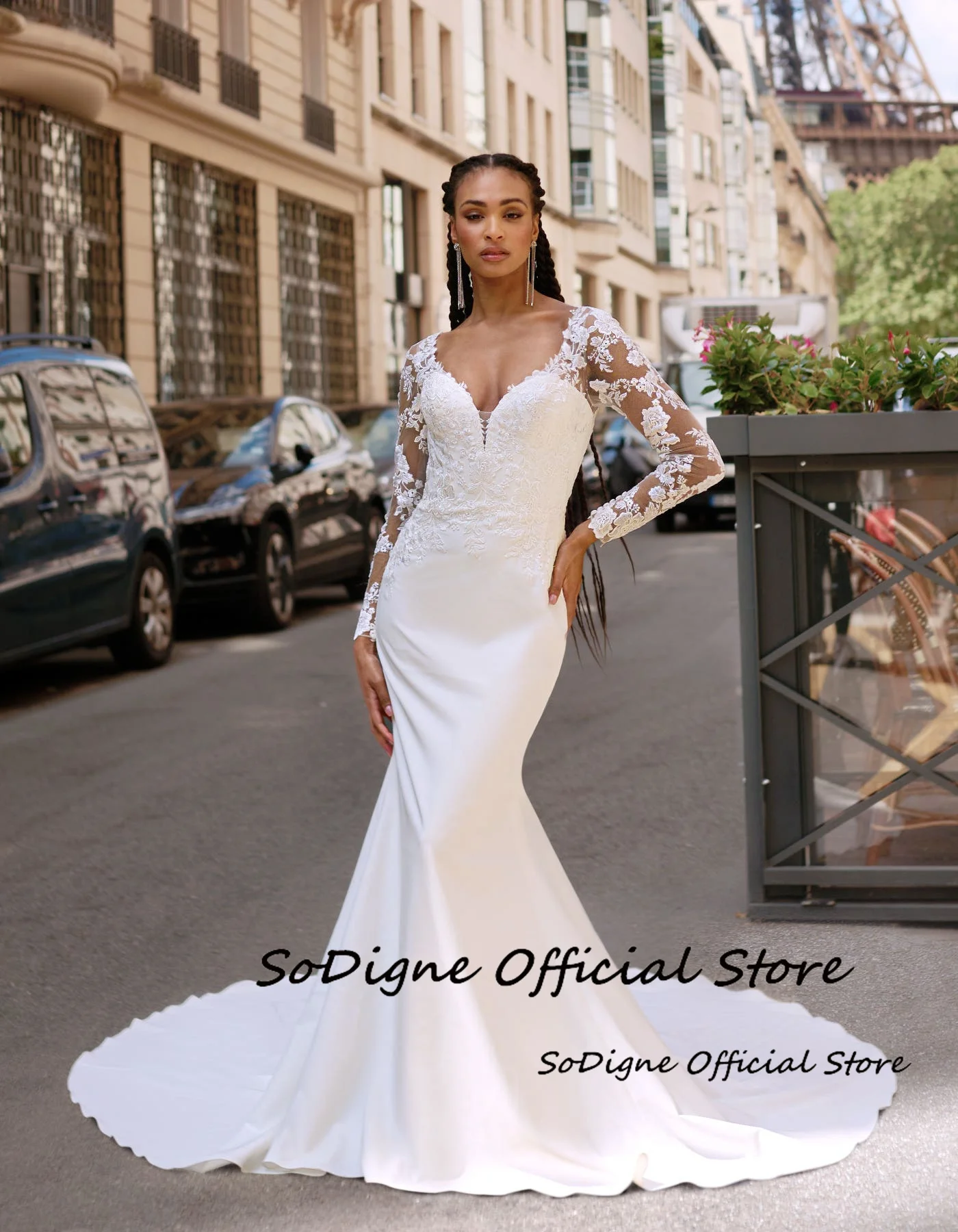 SoDigne Mermaid Satin Wedding Dresses Full Sleeves Lace Appliques Bridal Dress Long Wedding Gown Robe De Mairee Customized 13 S8147adb7b5c34ed78a369e73d8cc3cf4G