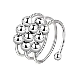 Simple Metal Ball Anxiety Ring Adjustable Fidget Spinner Rings for Women Girls Anti Stress Jewelry Anillos Mujer