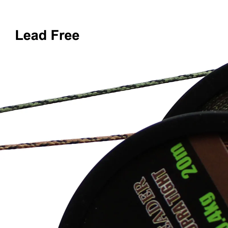 Fishing Line 20m Carp Fishing Line Braided NON Lead Core Carp Leader Line Camo Green Mainline Leadcore for Rig Chod Helicopter Rig