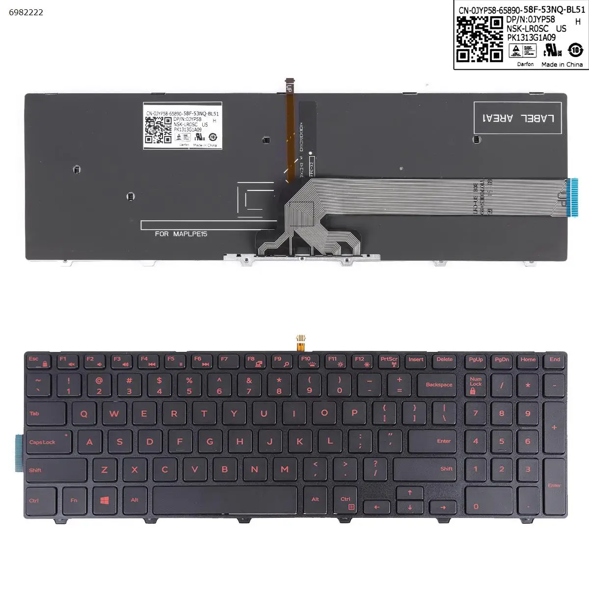 

Клавиатура US для ноутбука DELL 15-3000 5542 3541 15-5547, черная рамка с подсветкой и красной печатью