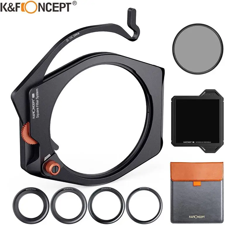 K &amp; F CONCEPT ND1000 카메라 렌즈용 CPL 스퀘어 필터 시스템, 멀티 코팅 중립 밀도 필터 링 어댑터 키트 슈트
