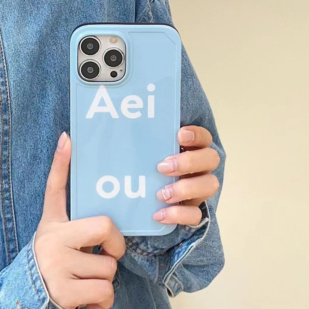 Per Iphone 14 Pro Ins Creative Simple Blue Niche Letter Fashion New Anti Drop Phone Case Per Iphone 14 13 11 12 Pro Cover