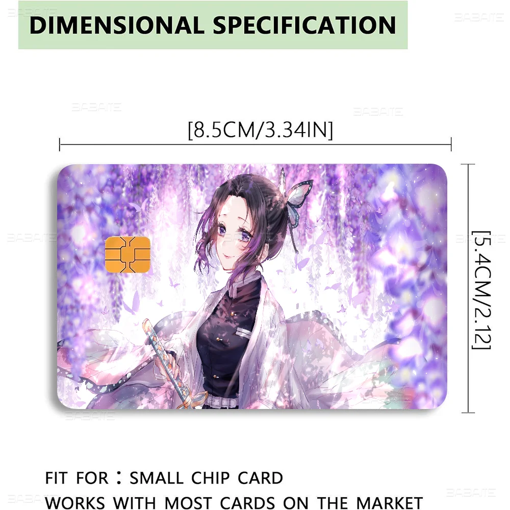 Demon Slayer Kochou Shinobu Anmie Sticker Film Skin Cover for Credit Card Debit Bank Card Front