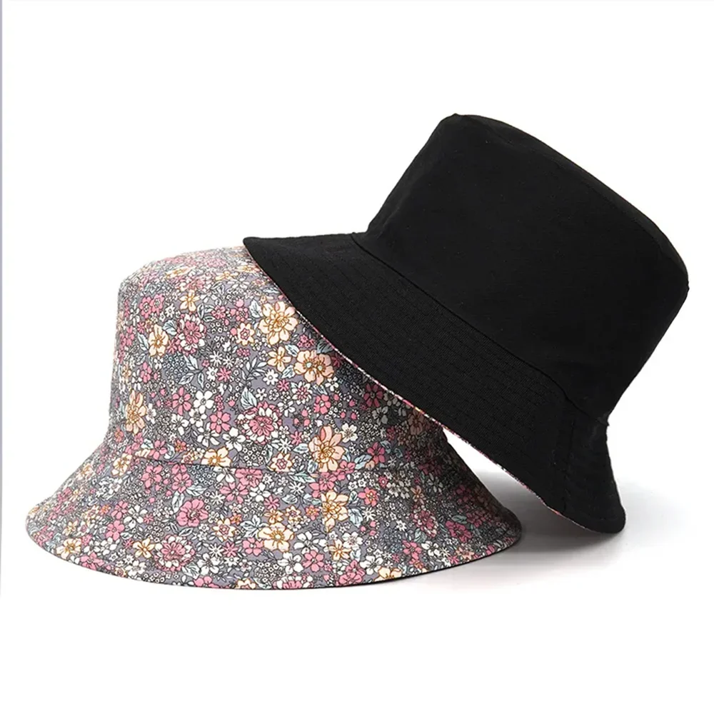 Reversible Bucket Hats Floral Print Sunscreen Men Women Fisherman Cap Cotton Panama Fashion Double Side Anti-sun Sun Hat Outdoor bucket hat