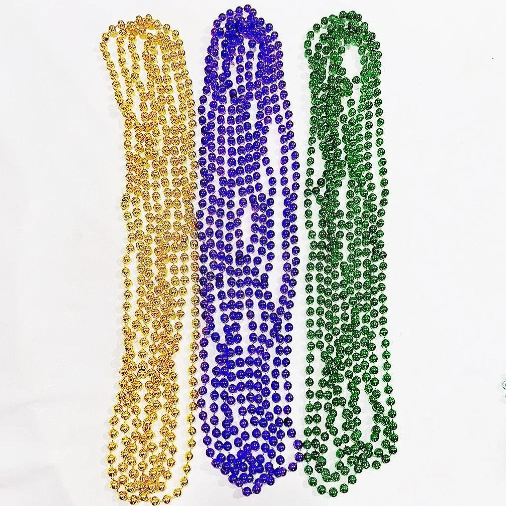 Glow-In-The-Dark Mardi Gras Bead Necklaces - 6-Pack