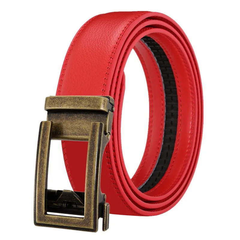 Luxury Men's Leather Belt - High Quality Designer Craftsmanship in White, Blue, Red, Brown