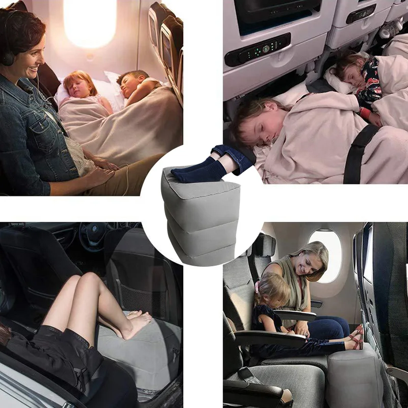 3 Layers Inflatable Pillow Travel Foot Rest Pillows Airplane Train Car Rest Cushion Storage Bag&Dust Cover Inflatable Pillow 2