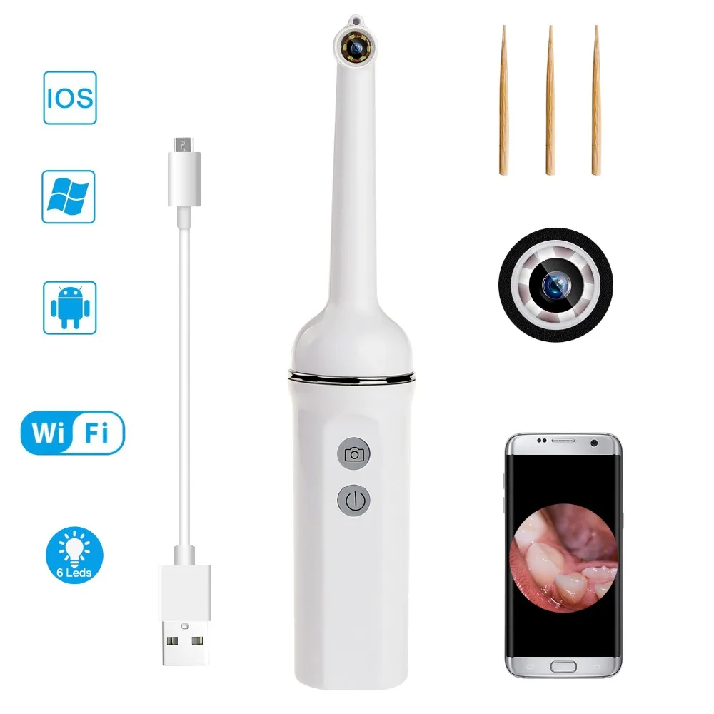 

2MP 1080P Tooth Cleaning Inspection WIFI Endoscope CMOS Borescope Intra Oral Digital Microscope Otoscope Teeth Check Camera