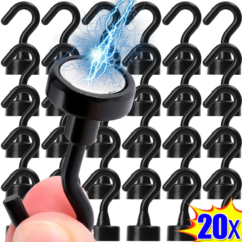 Strong Magnetic Hooks for Fridge Wall-mounted Magnet Hook Multi-Purpose Keys Coat Hanging Hanger Kitchen Bathroom Organizer