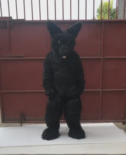 

Furry Mascot Black Wolf Husky Dog Cat Fox Prop Clothing Set Fursuit Halloween Xmas Easter Festival Adult