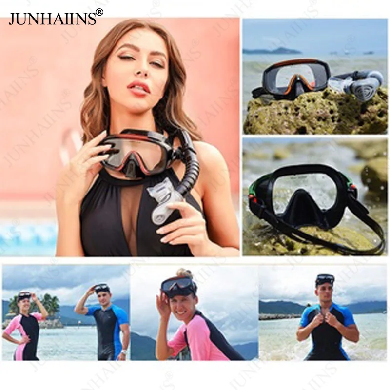 Scuba Diving Goggles Breathing Tube Waterproof Anti-fog Tempered Glass Snorkeling Set for Adult Underwater Kids swimming goggles snorkeling diving mask diving mask diving goggles snorkel set