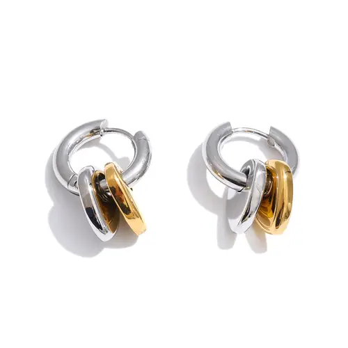 NiNice Stainless Steel Double Heart Drop Hoop Earrings for Women 18K PVD Plated Daily Charming Jewelry Accessories - Image 7